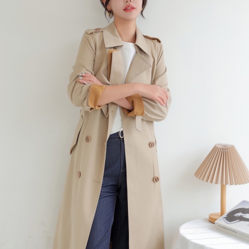 Replica Burberry Trench Coat Long Sleeved For Women #1187717 $160.00 USD for Wholesale