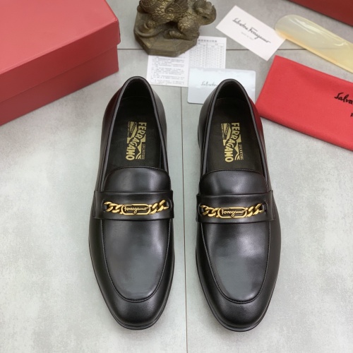 Replica Salvatore Ferragamo Leather Shoes For Men #1197030 $88.00 USD for Wholesale