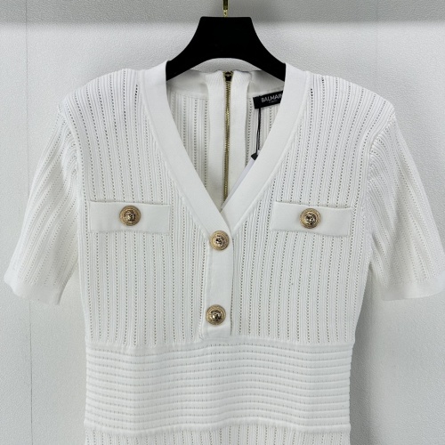 Replica Balmain Dresses Short Sleeved For Women #1204400 $102.00 USD for Wholesale