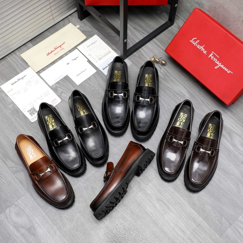 Replica Salvatore Ferragamo Leather Shoes For Men #1209319 $82.00 USD for Wholesale