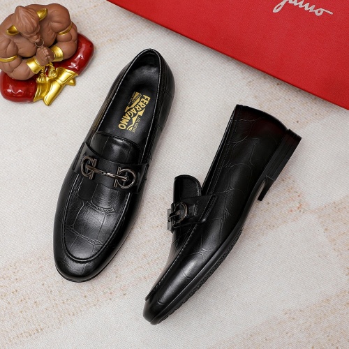 Replica Salvatore Ferragamo Leather Shoes For Men #1209504 $80.00 USD for Wholesale