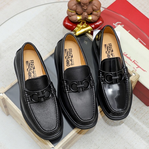 Replica Salvatore Ferragamo Leather Shoes For Men #1209533 $85.00 USD for Wholesale