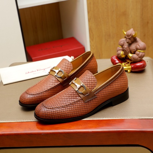 Replica Salvatore Ferragamo Leather Shoes For Men #1220805 $85.00 USD for Wholesale