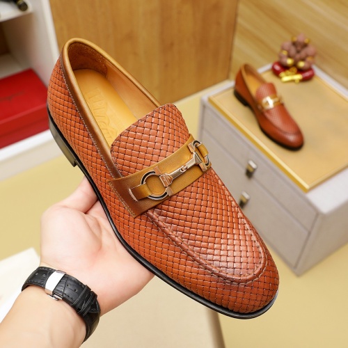 Replica Salvatore Ferragamo Leather Shoes For Men #1220805 $85.00 USD for Wholesale