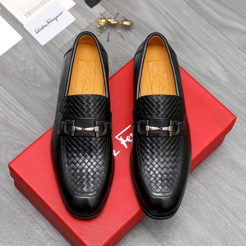 Replica Salvatore Ferragamo Leather Shoes For Men #1221002 $82.00 USD for Wholesale