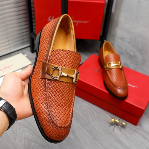 Replica Salvatore Ferragamo Leather Shoes For Men #1221003 $82.00 USD for Wholesale