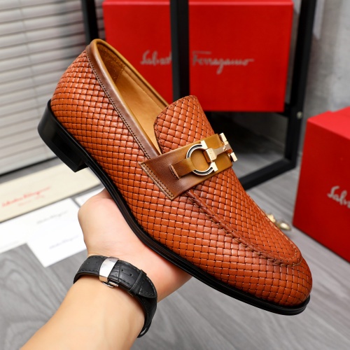 Replica Salvatore Ferragamo Leather Shoes For Men #1221003 $82.00 USD for Wholesale