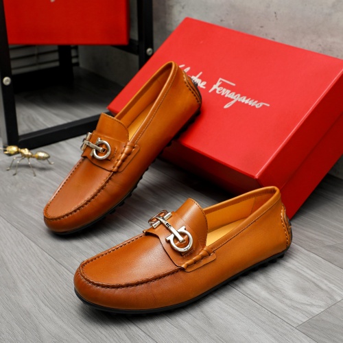 Replica Salvatore Ferragamo Leather Shoes For Men #1221228 $76.00 USD for Wholesale