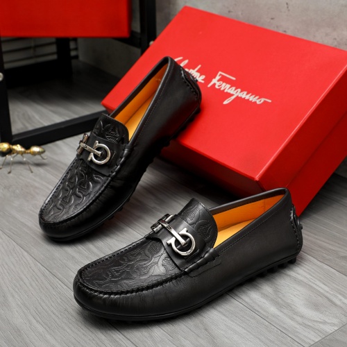 Replica Salvatore Ferragamo Leather Shoes For Men #1221233 $76.00 USD for Wholesale