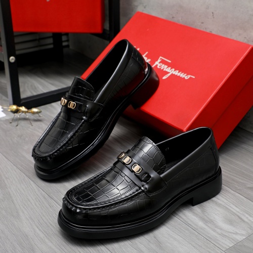 Replica Salvatore Ferragamo Leather Shoes For Men #1221263 $92.00 USD for Wholesale