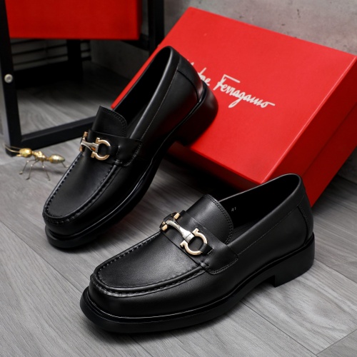 Replica Salvatore Ferragamo Leather Shoes For Men #1221270 $92.00 USD for Wholesale