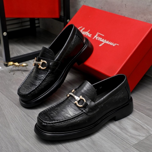 Replica Salvatore Ferragamo Leather Shoes For Men #1221271 $92.00 USD for Wholesale