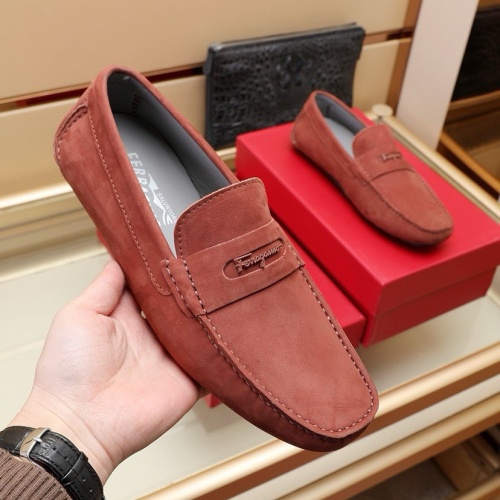 Replica Salvatore Ferragamo Leather Shoes For Men #1221525 $118.00 USD for Wholesale