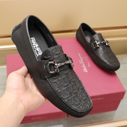 Replica Salvatore Ferragamo Leather Shoes For Men #1221550 $118.00 USD for Wholesale