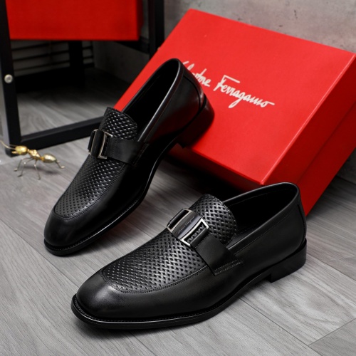 Replica Salvatore Ferragamo Leather Shoes For Men #1230368 $82.00 USD for Wholesale