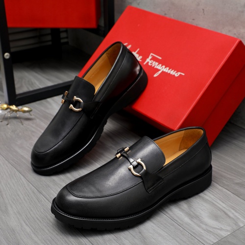 Replica Salvatore Ferragamo Leather Shoes For Men #1230371 $88.00 USD for Wholesale