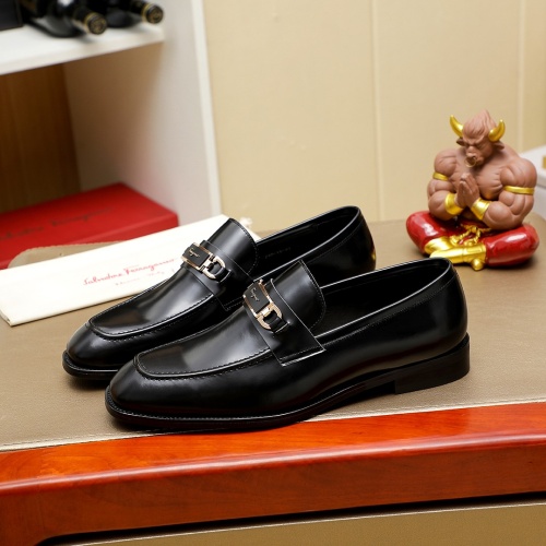 Replica Salvatore Ferragamo Leather Shoes For Men #1230741 $85.00 USD for Wholesale