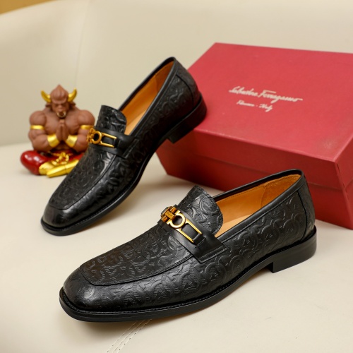 Replica Salvatore Ferragamo Leather Shoes For Men #1230745 $85.00 USD for Wholesale