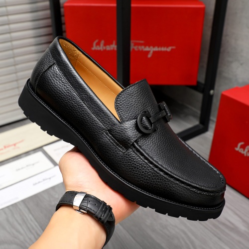 Replica Salvatore Ferragamo Leather Shoes For Men #1230855 $88.00 USD for Wholesale