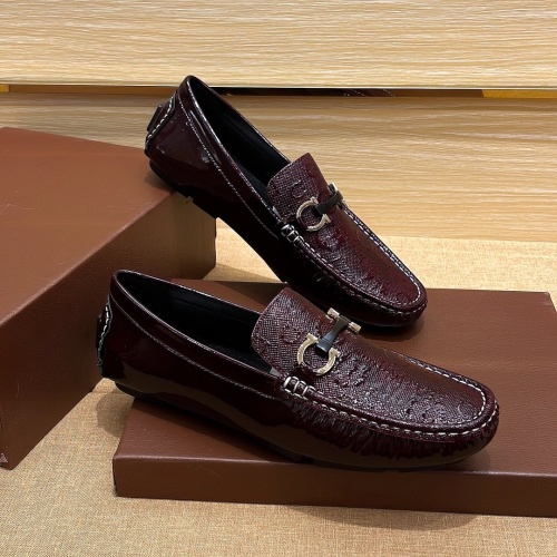 Replica Salvatore Ferragamo Leather Shoes For Men #1236845 $72.00 USD for Wholesale