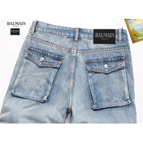 Replica Balmain Jeans For Men #1238375 $42.00 USD for Wholesale