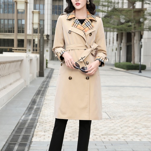 Replica Burberry Trench Coat Long Sleeved For Women #1240197 $160.00 USD for Wholesale