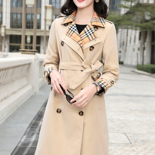 Replica Burberry Trench Coat Long Sleeved For Women #1240197 $160.00 USD for Wholesale