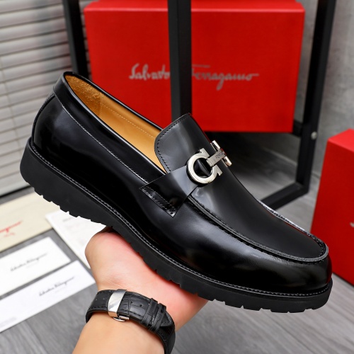 Replica Salvatore Ferragamo Leather Shoes For Men #1243973 $88.00 USD for Wholesale