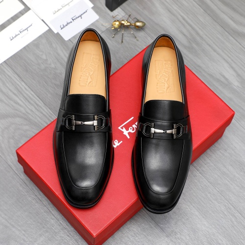 Replica Salvatore Ferragamo Leather Shoes For Men #1243982 $82.00 USD for Wholesale