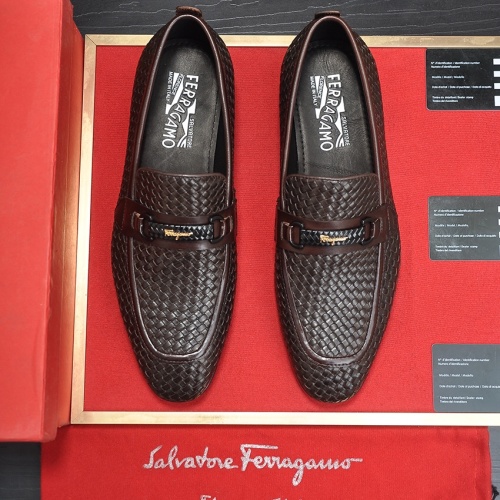 Replica Salvatore Ferragamo Leather Shoes For Men #1244486 $102.00 USD for Wholesale