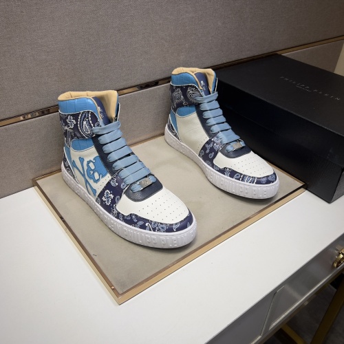 Replica Philipp Plein PP High Tops Shoes For Men #1256612 $102.00 USD for Wholesale