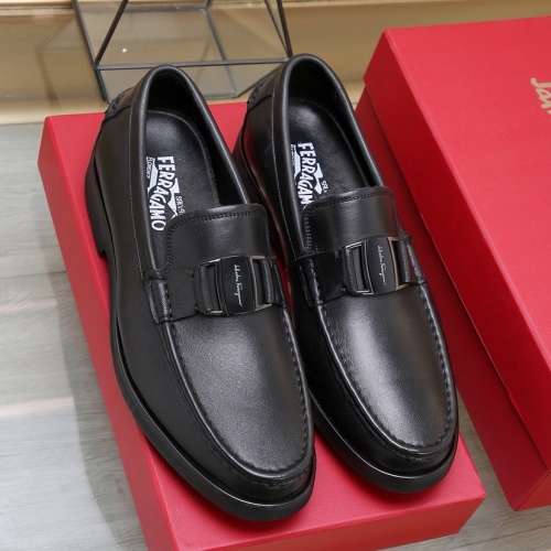 Replica Salvatore Ferragamo Leather Shoes For Men #1257530 $92.00 USD for Wholesale