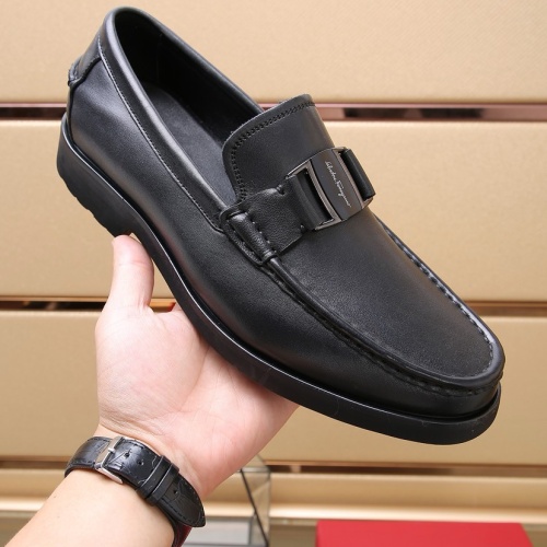 Replica Salvatore Ferragamo Leather Shoes For Men #1257530 $92.00 USD for Wholesale