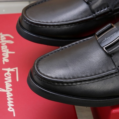 Replica Salvatore Ferragamo Leather Shoes For Men #1257530 $92.00 USD for Wholesale