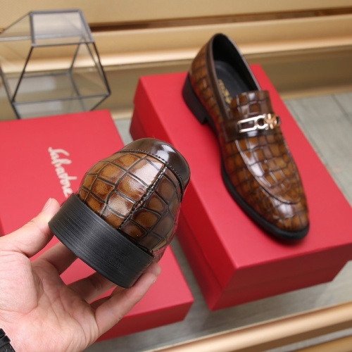 Replica Salvatore Ferragamo Leather Shoes For Men #1257533 $98.00 USD for Wholesale