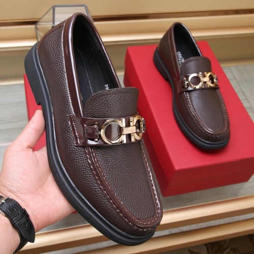 Replica Salvatore Ferragamo Leather Shoes For Men #1257535 $98.00 USD for Wholesale