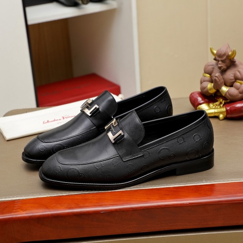 Replica Salvatore Ferragamo Leather Shoes For Men #1266612 $85.00 USD for Wholesale