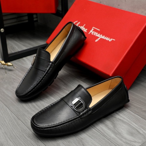 Replica Salvatore Ferragamo Leather Shoes For Men #1266618 $68.00 USD for Wholesale