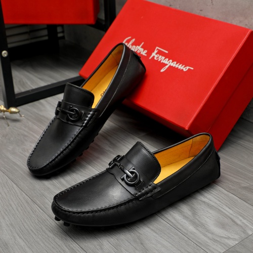 Replica Salvatore Ferragamo Leather Shoes For Men #1266619 $72.00 USD for Wholesale