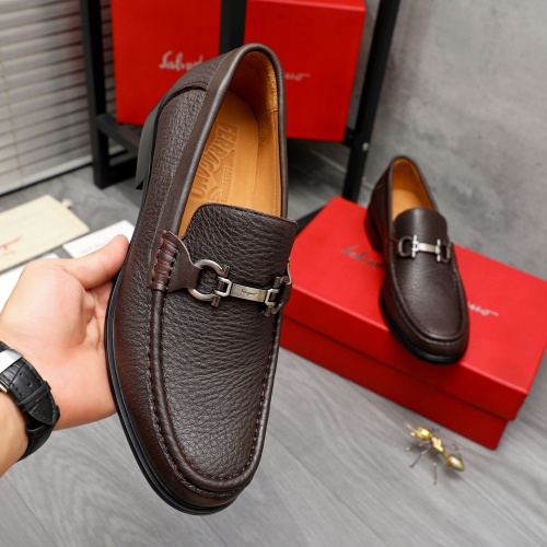 Replica Salvatore Ferragamo Leather Shoes For Men #1266629 $85.00 USD for Wholesale