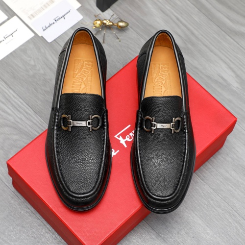 Replica Salvatore Ferragamo Leather Shoes For Men #1266630 $85.00 USD for Wholesale