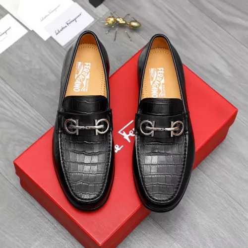 Replica Salvatore Ferragamo Leather Shoes For Men #1274222 $88.00 USD for Wholesale