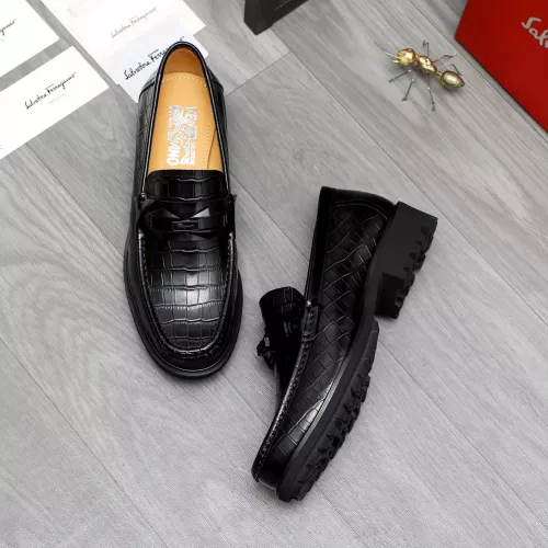 Replica Salvatore Ferragamo Leather Shoes For Men #1284773 $88.00 USD for Wholesale