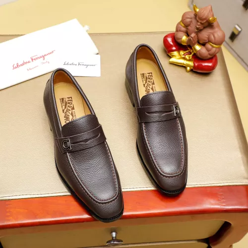 Replica Salvatore Ferragamo Leather Shoes For Men #1285173 $85.00 USD for Wholesale