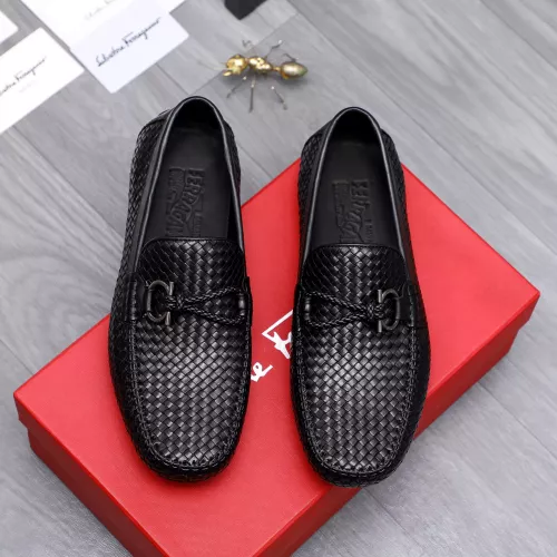 Replica Salvatore Ferragamo Leather Shoes For Men #1291950 $98.00 USD for Wholesale