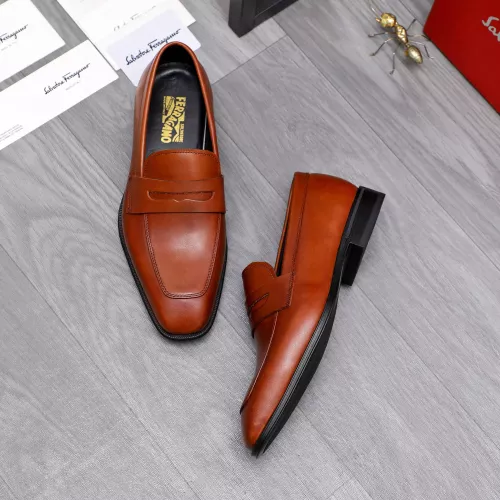 Replica Salvatore Ferragamo Leather Shoes For Men #1293114 $85.00 USD for Wholesale