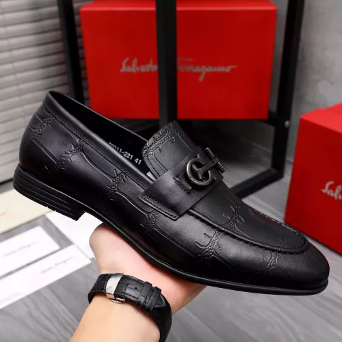 Replica Salvatore Ferragamo Leather Shoes For Men #1293146 $85.00 USD for Wholesale