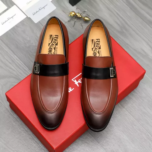 Replica Salvatore Ferragamo Leather Shoes For Men #1380554 $88.00 USD for Wholesale