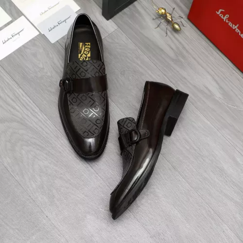 Replica Salvatore Ferragamo Leather Shoes For Men #1380559 $88.00 USD for Wholesale