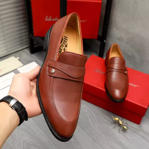 Replica Salvatore Ferragamo Leather Shoes For Men #1380562 $88.00 USD for Wholesale